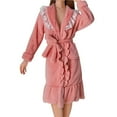 thumbnail image 1 of Peignoirs pour Femmes Peignoir à Capuche en Molleton Éponge Peignoir pour Femmes Peignoir Léger de Sauna Robe de Maison Long Peignoir Peluche Femme Pyjama en Flanelle, 1 of 6