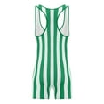 thumbnail image 4 of Sxiwei Men's Striped Wrestling Singlet Bodysuit Workout Sportwear Jumpsuit One Piece Swimsuit Green L, 4 of 5