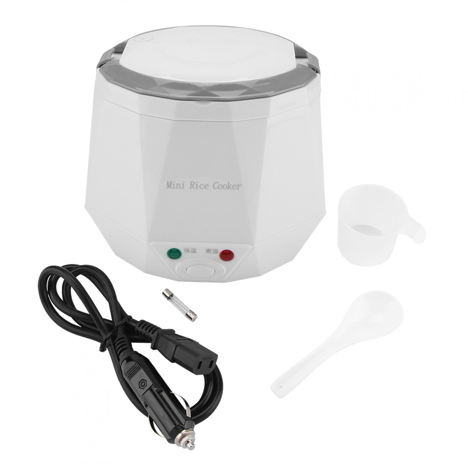 Food Steamer Cooker 12V 100W 1.3 L Electric Portable Multifunctional Rice Cooker Food Steamer for Car White