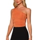 thumbnail image 4 of INSPIRAR CHIC Blusas sin mangas para mujer, sexy, de un solo hombro, con fruncido, talla XL, color naranja, 4 of 6