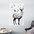 thumbnail image 1 of Animal Tapestry, Mountain and Cottage Scene in Hand Drawn Birds Countryside Wildlife Themed Print, Wall Hanging for Bedroom Living Room Dorm Decor, 40W X 60L Inches, Black White, by Ambesonne, 1 of 2