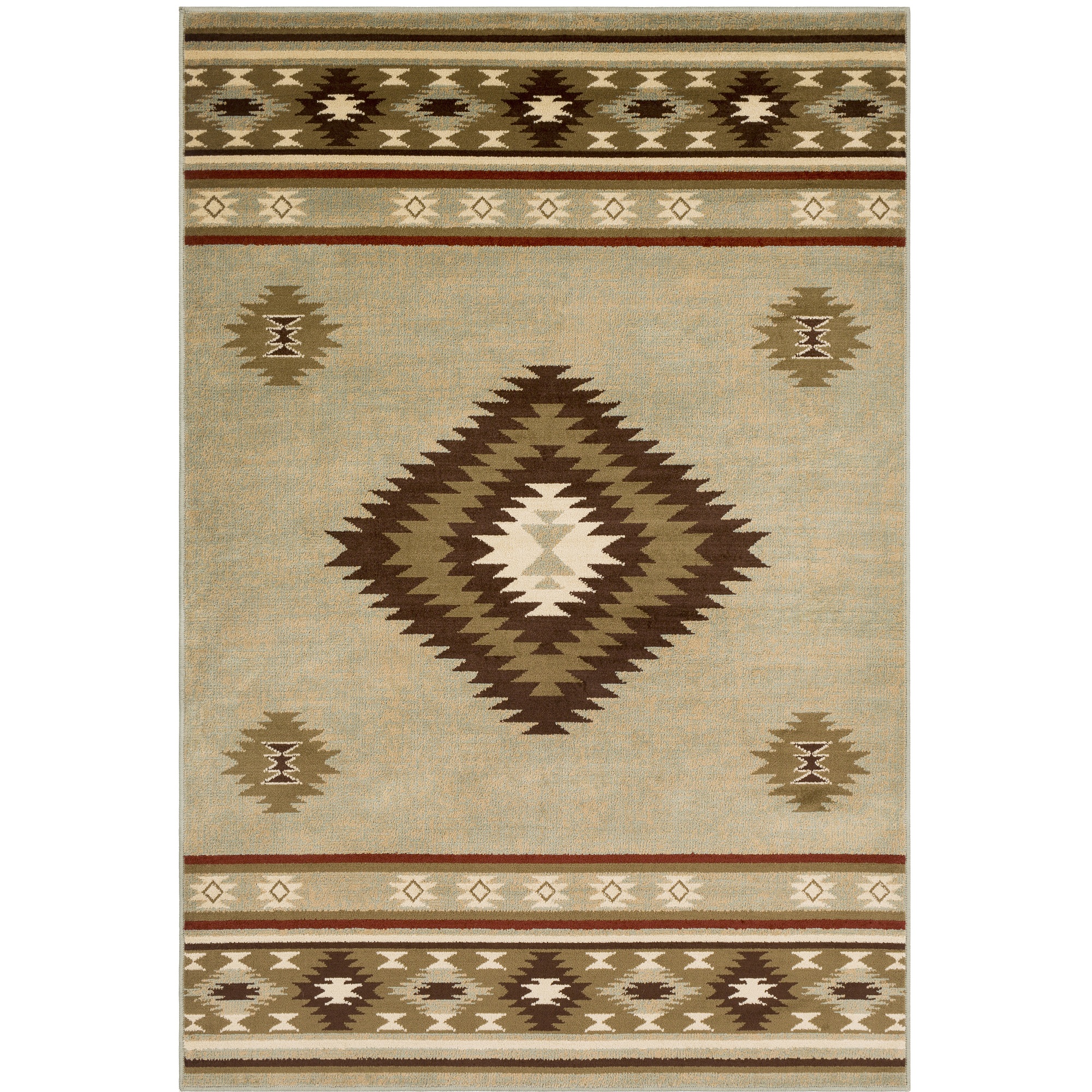 7'9" x 11'2" Southwestern Kilim Pattern Sage Green and Beige
