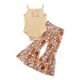 thumbnail image 1 of Felwors Infant Baby Girls Spring Summer Floral Cotton Ribbed Sleeveless Vest Bell Bottom Outfits Clothes, 1 of 6