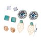 thumbnail image 4 of Pendientes Yashi 5 pares de aretes con diamantes de imitación de colores flores hojas huecas doradas, 4 of 5