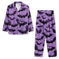 thumbnail image 5 of Garronmavis Halloween Bats Halloween Ladies 2-Piece Pajama Set Long Sleeve Button Up Sleepwear Breathable Holiday Nightwear Matching Top & Pants Cozy Winter PJs for Ladies (Purple), 5 of 7