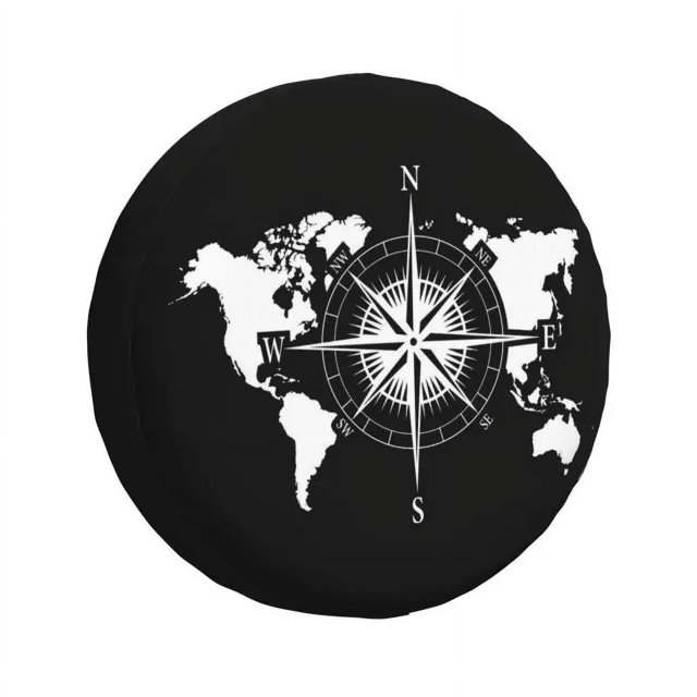 Compass And Mount Spare Wheel Cover for Suzuki Mitsubish 4WD Trailer Custom Camper Tire Protector 14" 15" 16" 17"h