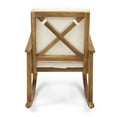 thumbnail image 4 of Noble House Candel Outdoor Acacia Wood Rocking Chair Teak with Cream Cushion, 4 of 20