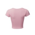 thumbnail image 3 of A2Y Women's Basic Solid Printed Scoop Neck Cap Sleeve Fitted Crop Rayon Top Tee Shirt Dusty Pink XS, 3 of 3