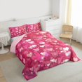 thumbnail image 3 of Feelyou Love Heart Teens Full Size Comforter Sets, Glitter Pink Cartoon Bedding Comforter Set, Romantic Valentine's Day Reversible Bedding Sets, Microfiber Bedroom Decor, 3 Pieces, 3 of 8