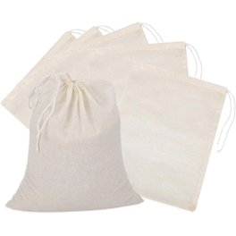 Lot De 20 Grands Sacs Mousseline Coton Avec Cordon 20x30cm - Noir