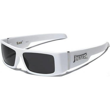 OG Locs Men's Square Frame Gangster Shades Smoke Lens Sunglasses - White