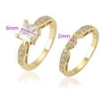 thumbnail image 2 of Fino Anillo Compromiso Oro 14k Lam Zirconias Corte Diamante dorado 8, 2 of 5