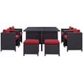 thumbnail image 2 of Side Dining Chair and Table Set, Red, Rattan, Wicker, Outdoor Patio Balcony Cafe Bistro Garden Hospitality Restaurant, Modern Contemporary HB34929, 2 of 4