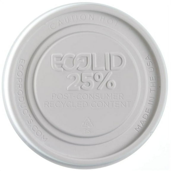 Eco-Products EP-BRSCLID-L Evolution World EcoLid 25 Percent Recycled Food Container Lid Fits 12 to 32 oz Containers - White (500/Carton)