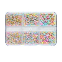 FSTDelivery 6 Color Candy Beads for Nail Art, Makaron, Colored Nail Decorations, 3D Mixed Sizes Nail Art Studs Nail Charms, DIY Crafts Nail Art Decoration Accessories, Christmas Nails Gifts for Women