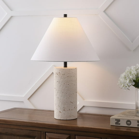 JONATHAN Y Kelsey 22.50" Modern Minimalist Travertine Column LED Table Lamp, Beige, JYL1152A