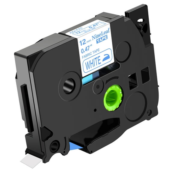 NineLeaf Compatible for Brother P-touch TZe-FA3 TZ-FA3 12mm 1/2'' Blue on White Iron-On Fabric Cloth TZe TZ Label Tape