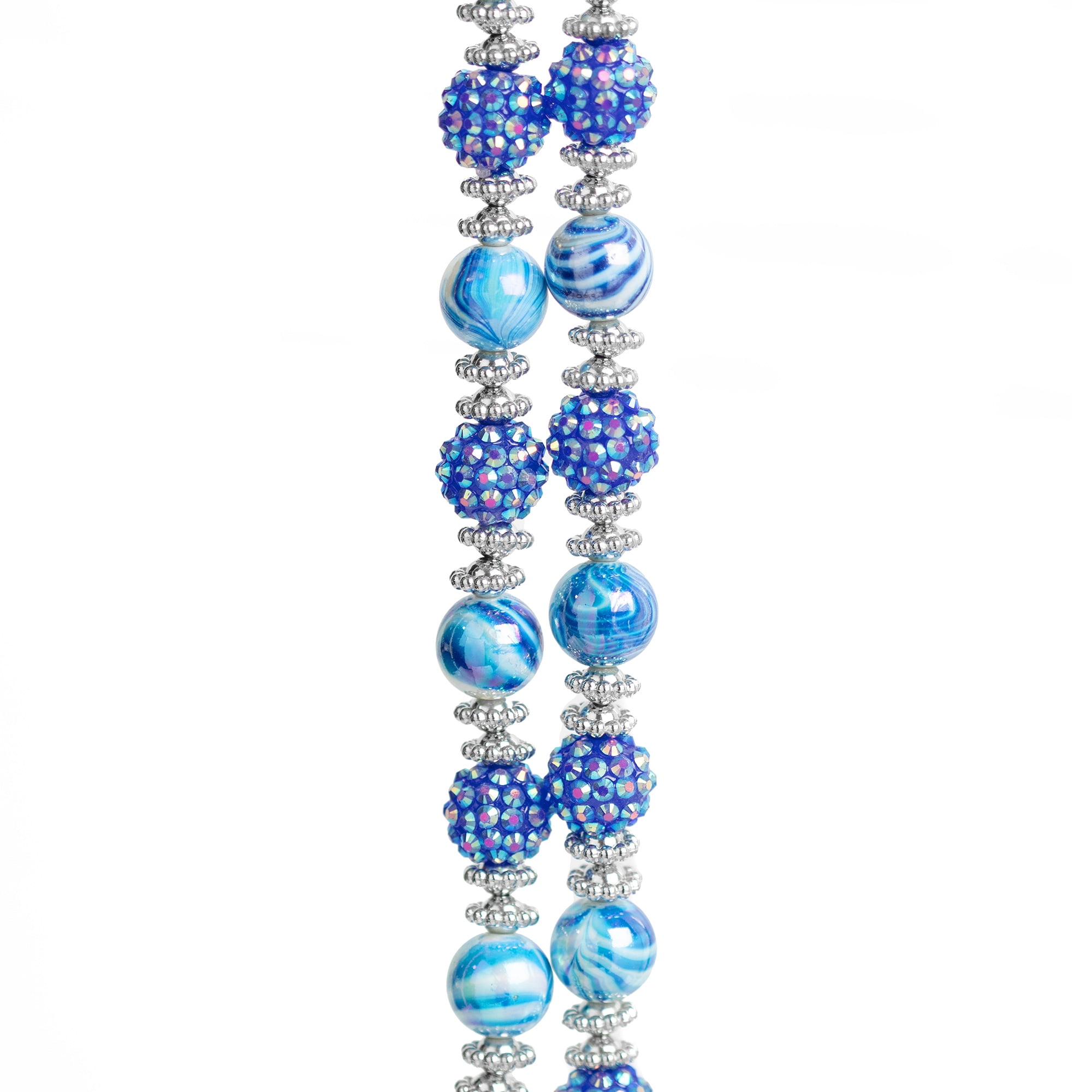 (2 pack) Cousin DIY Acrylic Shambala Bead Strand, Blue AB/White, 17 in, 54 Piece, Unisex, Adult, AJM63518529