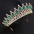 thumbnail image 3 of Bridal Crystal Tiara Princess Emerald Crown Rhinestone Wedding Headpiece Prom Party Bridesmaid Hair Accessories for Women and Girls, 3 of 14