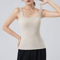 thumbnail image 5 of SwiftWear Women's Square Neck Tank Tops Built-in Bra Summer Lightweight Sleeveless Casual Sleepwear Knit Layering Tank Top​, Beige, 5 of 8