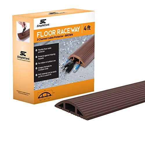 Simple Cord Brown Floor Cord Cover 4 Ft Duct Cord Protector Covers