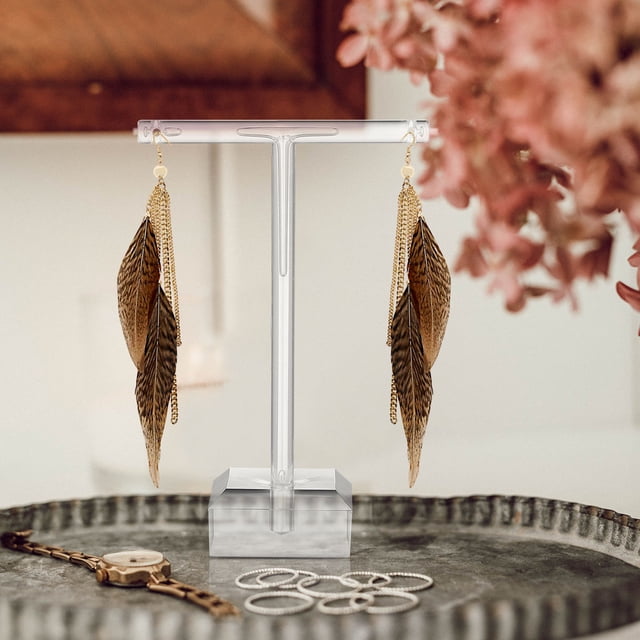 unbranded 2Ud Exhibidor Acrílico Transparente Con T Shape Para Aretes Y Joyería