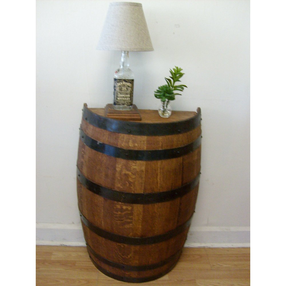 Half Whiskey Barrel Foyer TableAccent TableRustic DecorFREE SHIPPING