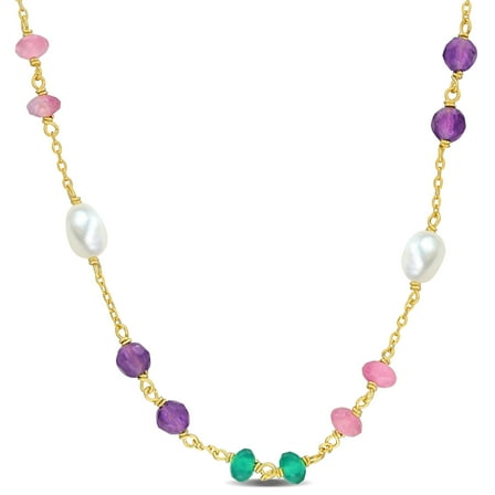 Everly Women's Cultured Pearl Yellow Gold Plated Necklace