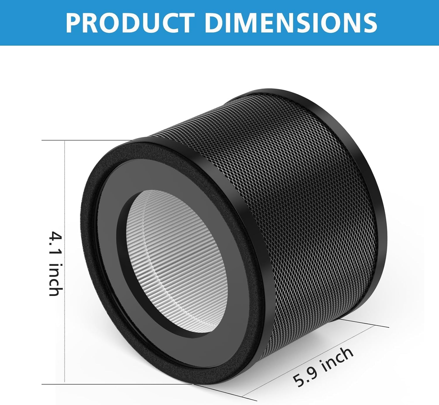 1Pack H13 True HEPA Replacement Filter, Compatible with TaoTronics TT-AP001 and VAVA VA-EE014, 3-in-1 H13 Grade True HEPA and Activated Carbon Filter
