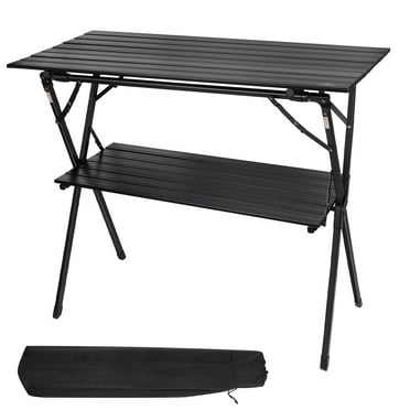 AREFFA Folding Camping Table, Portable Lightweight Foldable Large Camp Tables with Carry Bag, Double-layer Aluminum Outdoor Cooking Table