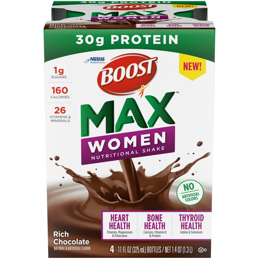 BOOST Max Women Ready to Drink Nutritional Shake, Rich Chocolate, 4