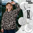 thumbnail image 6 of COEQINE Girls Quarter Zip Sweatshirt Pullover, Loose Fit Long Sleeve Fall Tops with Collar, Soft Polyester Fashion Top for Ages 5-6 Machine Washable, Gray Leopard Print, 6 of 7