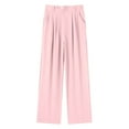 thumbnail image 5 of Pantalones anchos de color liso para mujer - Pantalones de traje de cintura alta con cintura elástica - Mezcla de poliéster y spandex, dos bolsillos, ideales para la oficina y para looks informales, 5 of 5
