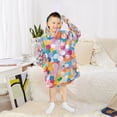 thumbnail image 6 of FORMRS Wearable Blanket Hoodie with Sleeves for Kids Cozy Flannel Sweatshirt, Purple Colorful Circles, 6 of 7