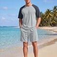 thumbnail image 2 of Sentmoon Mens Outfit Mens Shirts and Mens Shorts Athletic Set Short Sleeve Color Block Tee and Pocket Shorts Drawstring Elastic Waist Breathable Casual Gym Running Travel Wear M-5XL, 2 of 9