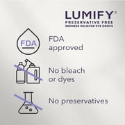 (6 pack) LUMIFY Preservative Free Redness Reliever Eye Drops, For Whiter and Brighter Looking Eyes, 20 Single Use Vials