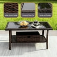 thumbnail image 6 of HOYOA 4PCS Patio Rattan Conversation Furniture Set Outdoor Brown/TurquoiseGreen Cushion, 6 of 6