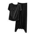 thumbnail image 2 of ylioge 2 Piece Pajama Sets for Women on Short Sleeve Tops and Long Skirts Casual Solid Color Soft-Modal Loungewear Outfits, 2 of 5