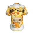 thumbnail image 2 of Uemuo Honey Bee Printed Women's Classic V-Neck T-Shirt - Soft, Breathable, Moisture-Wicking, Perfect for Casual, Office, Travel, and Everyday Wear-Medium, 2 of 5