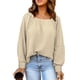 thumbnail image 1 of Blusa de Manga Larga Ticfox Cuello Cuadrado Hombros Caídos Color Albaricoque M, 1 of 6