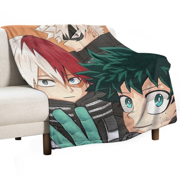 My Hero Blanket Academia Flannel Throw Blankets Soft Pile Cozy Plush Throw Blanket for All Seasons, 3D Printed Warm Blanket for Sofa Beds Home Decor