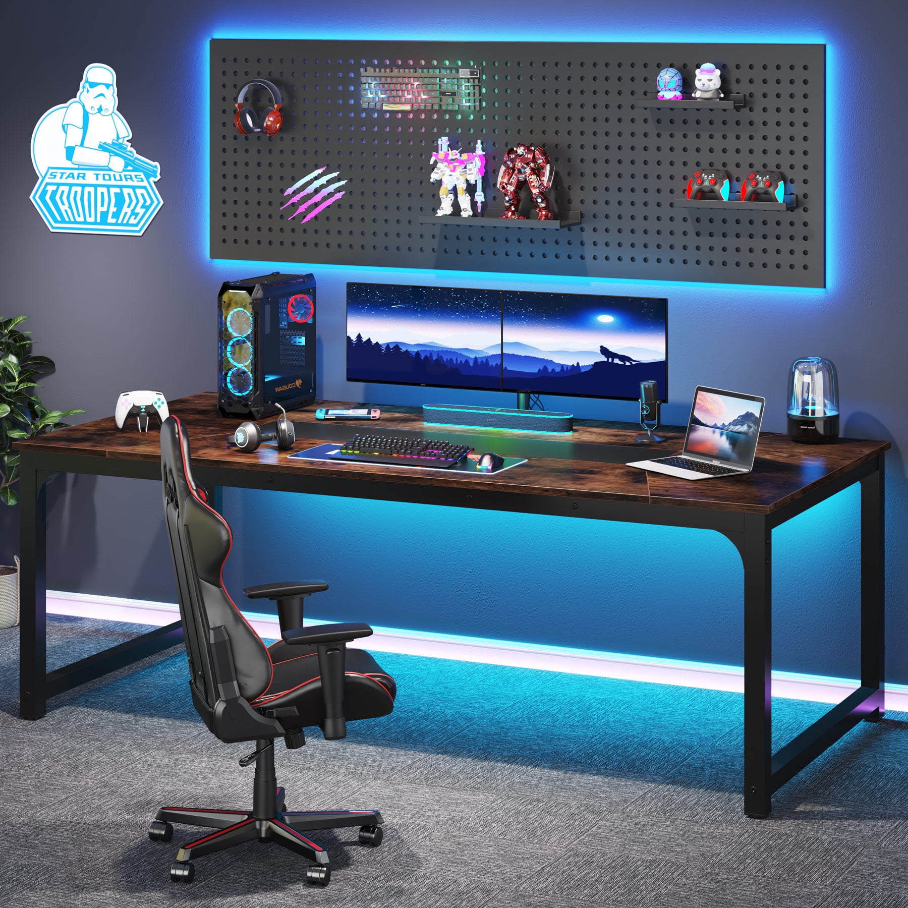 Tribesigns 78.7 Inch Large Computer Table, Modern Sturdy Writing Desk for Home Office, Rustic Brown