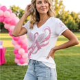 thumbnail image 4 of Mfakffe Breast Cancer Shirts for Women Breast Cancer Awareness V Neck Short Sleeve T-Shirt Pink Angel Wings Pink Ribbon Graphic Casual Tee, 4 of 4