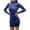 Blue, variant on AOOCHASLIY Trendy Women's Casual Long Sleeve Solid Ladies Retro Golden Velvet Half High Collar Slim Dress