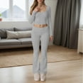 thumbnail image 2 of sususu Two Piece Sets for Women,Sets for Women Elegant Women Knit Trousers Set Soft Long Sleeve Top And Stretchy Yoga Pants Comfortable Two Piece Outfit For Daily Wear - GY3, 2 of 8