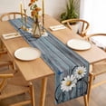 thumbnail image 3 of Retro Daisy Table Runner - 72 Inch Long, Kitchen Dining Table Runner Dresser Scarves, Country Botanical Floral Butterfly Wooden Farmhouse Decor for Coffee Tables Wedding Party Banquet, 3 of 8