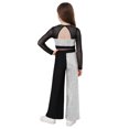 thumbnail image 2 of SiiRoh Girls Sequins Long Sleeve Cropped Top with Wide Leg Pants Sparkly Color Block Hip Hop Street Dance Outfits Silver 16, 2 of 7