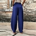 thumbnail image 5 of Baqcunre Wide Leg Pants Woman Solid Color Casual Pants Trousers Elastic Waist Pockets Wide Leg Trousers Womens Fashion Women's Pants Pants for Women Womens Clothes Blue 3XL, 5 of 6