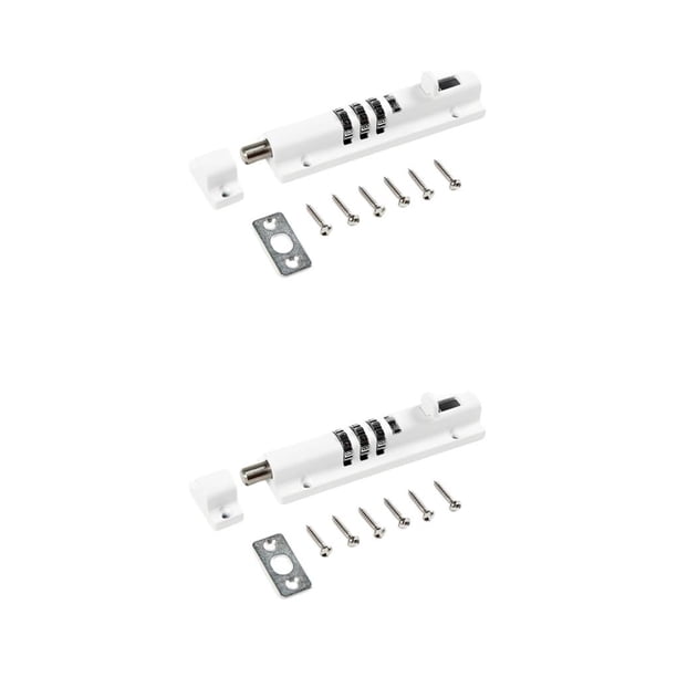 Toystoory Aleación de zinc puerta ventana contraseña pestillo sala de estar dormitorio tornillo sin llave montado código de 3 dígitos pernos Blanco 2Conjunto