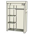thumbnail image 5 of Tcbosik 64"H Clothes Rack with Cover, Portable Closet with Side Pocket, Heavy Duty Garment Rack with Hanging Rod and Storage Shelves, Freestanding Clothing Organizer for Bedroom, Beige, 5 of 7